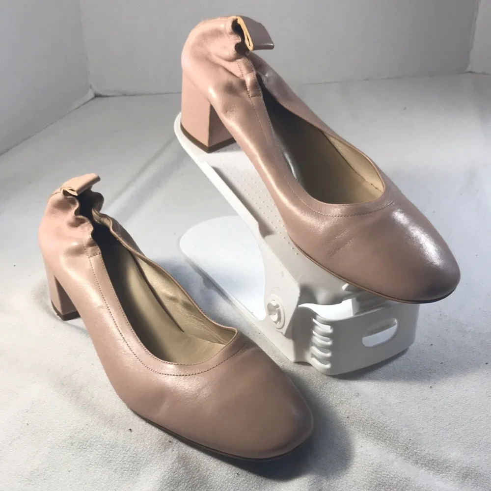 Everlane The Day Heel  Women's Pale Pink Nude Leather Block Heel Slip On Shoes